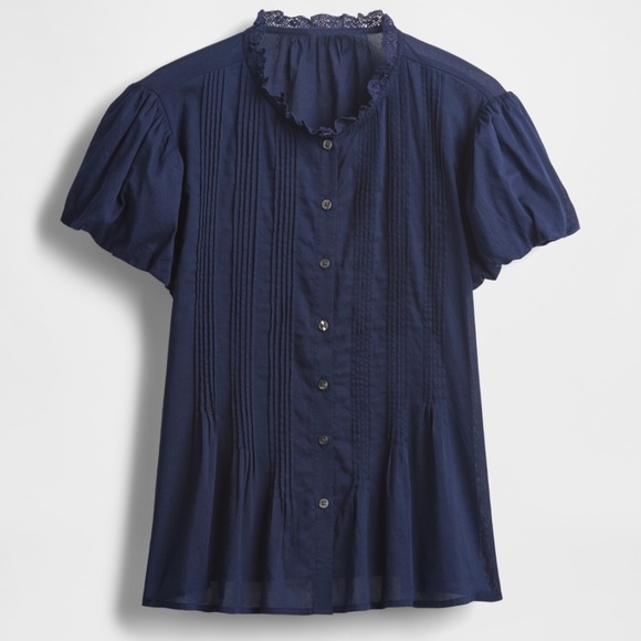 Gap Bubble Sleeve Pintuck Top - Picture 3 of 6